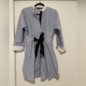 Zara poplin shirts waist ribbon dress